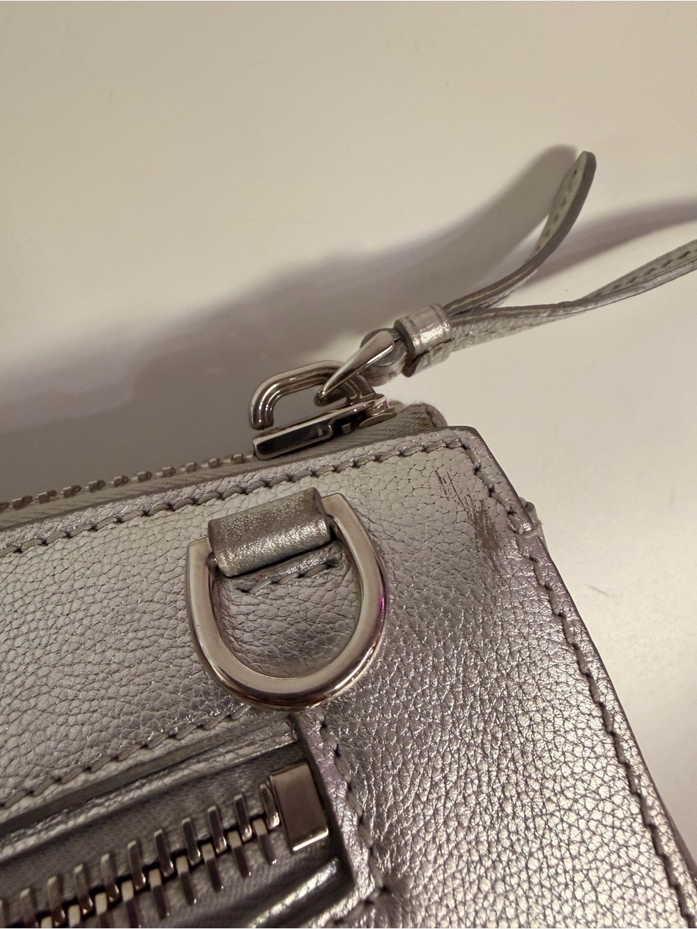 Ralph Lauren Collection Ricky Metallic Silver Pebbled Leather Clutch - Picture 11 of 16